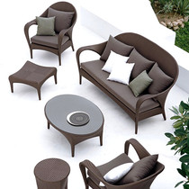 Outdoor sofa rattan table and chair Rattan sofa three-person villa courtyard leisure furniture rattan chair sofa waterproof sunscreen