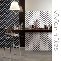 Black and white geometric line tile maze Simple non-slip wear-resistant kitchen and bathroom floor tiles wall tiles bathroom tiles 300