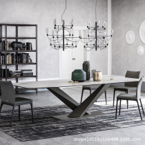 Nordic table marble modern brief postmodern light lavish rectangular home small family dining table and chairs combined