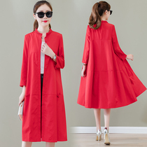 2020 Spring and Autumn Fashion Long Sleeve Loose Size Medium Long Trench Coat Slim Knee Jacket Cardigan Tide Cardigan Tide