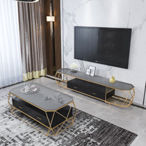  Simple modern coffee table TV cabinet combination Small apartment living room rectangular Nordic glass light luxury drawer floor cabinet