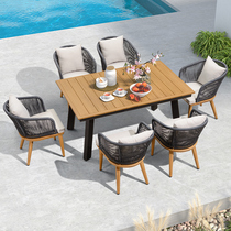Terrace table and chairs Garden ropes choreography Leisure table Garden open-air rattan armchair leaning back chair Sun Light House Villa outdoor chair