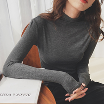 Semi-high collar base shirt Women 2020 autumn and winter New retro simple slim slim body temperament long sleeve T-shirt