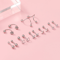 Screw anti-fall ear nail s925 pure silver ear decoration sleeping without picking up small crowd lukewarm wind dumbbells thread earrings