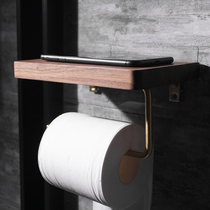 Creative walnut kitchen roll paper holder Japanese solid wood toilet brass tissue holder Simple toilet paper holder