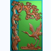 Carved figure relief figure grayscale figure bmp computer engraving carving pine crane longevity auspicious crane greeting pine hollow card head