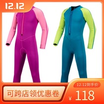 Shabart childrens long sleeve warm cold swimsuit floating suit female boys one-piece swimming swimsuit