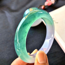 Natural Myanmar ice species floating flower jade bracelet round bar old pit Myanmar clear water high ice imperial concubine jade bracelet pendant