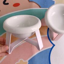 Miss Meows Meow shop ins Net red high foot cat bowl ceramic kitten iron bracket to protect cervical vertebra water bowl anti-knock