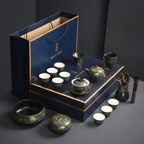 Wisteria flower language kung fu tea set household box ceramic tea set teapot tea cup tea ceremony tea wash gift box