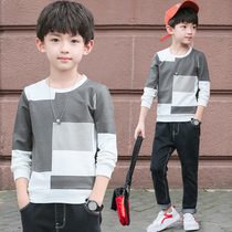 Boys  long-sleeved T-shirt 2021 new spring and autumn childrens thin base shirt middle and large childrens Korean version of the sweater round-neck tide