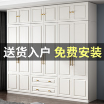 European-style wardrobe Simple modern household bedroom small apartment solid wood cabinet locker with dresser integrated wardrobe