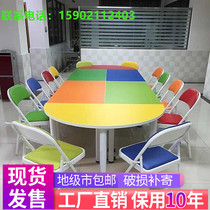 Color long table art tutorial class table and chair combination training table maker classroom manual console reading table