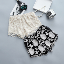 Summer White Ladies lace shorts leggings can be worn outside safety pants anti-light insurance pants three-point pants thin
