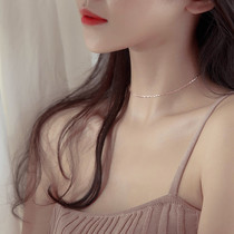 Necklace Clavicle chain Womens sterling silver short necklace ring Clavicle neck jewelry Neck strap Neck chain necklace tide net red