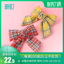 Wanning bow plaid hairpin female back headdress Korean version of the sweet top clip college style net red incognito hair accessory