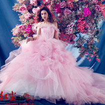 2019 New Studio theme photography clothing is pink wedding dress red princess dream skinny fairy dress