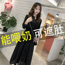 Nursing clothes out of hot mother style Autumn Clothing Fashion long sleeves Breast-feeding Clothes long outside wearing Lactation Dress Fall