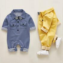 Baby spring clothes long sleeve ha clothes 0-3-7 months male baby out climbing clothes 6 autumn newborn jumpsuit