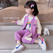 Girl Spring Clothing Sports Suit 2022 new children Yangqi Trendy Leisure Net Red Treasure Spring Fall Two Sets