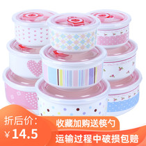 Lunch box with lid microwave oven for ceramic fresh-keeping bowl three-piece sealed bowl to work with lunch box Rice Bowl
