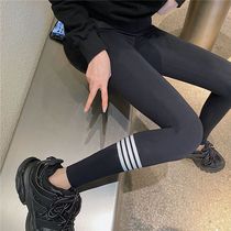  tb leggings womens outer wear spring and autumn thin shark skin leggings high waist thin belly hip yoga barbie pants