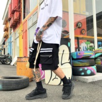 ZACHARIAH knife-cut destruction contrast patch shorts Hip-hop national tide brand functional tooling fog wind hanging file pants men