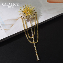 Sunflower tassel brooch female high-end luxury atmosphere cheongsam suit ins personality tide corsage creative pin Han