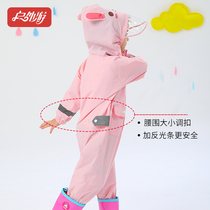 Outdoor travel Childrens conjoined protective raincoat thickened whole body waterproof girl baby kindergarten student child rain suit