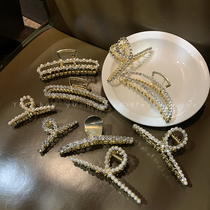 Metal beebead hairclip female Korean elegant temperament Net red grab clip 2021 New Tide Head grab clip hair accessories