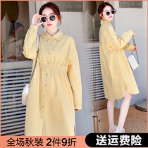 Pregnant women dress autumn suit Fashion Net Red pregnancy shirt skirt spring autumn 2021 autumn and winter New