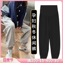 Pregnant Woman Beats Bottom Pants Winter Plus Suede Thickened Late Outwear Light Core Suede Pants Autumn Fashion Bouquet Gray Sports Pants