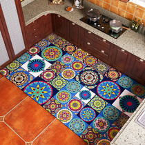 American retro kitchen ground mat whole paved waterproof anti-slip anti-oil washable pvc rug into the doorway mat