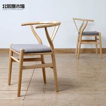 Nordic Creative Solid Wood Y Chair Beech Wood White Wax Wood Chair Casual Chair Leaning on Endorsement Table Chairs Modern Minima Chair Y Chair