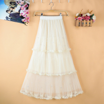 2021 new nail bead gauze dress fairy long dress puffy skirt mesh cake skirt Joker slim skirt female spring