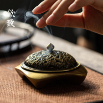 Drinking pure copper pan incense burner Japanese tea set indoor ornaments creative fragrant device Zen Incense Road antique household sandalwood Holder