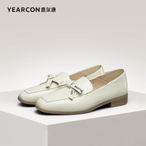 Yilkang official flagship store womens shoes all-match loafers lazy one-legged fashion bow square head single shoes