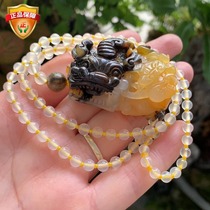 Yunnan natural jade A goods Huanglong Jade overlord Pixiu water plant fancy color old material pendant pendant sweater