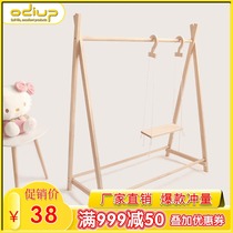 ins wind childrens room floor hanger Nordic style childrens clothing store shelves Wooden display rack Clothing shooting props