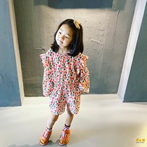 OMIOMI 20SS spring summer new ins girls original design printed floral bubble sleeve jumpsuit jumpsuit