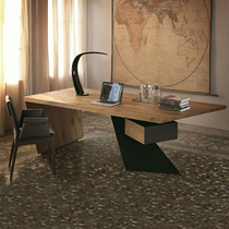 Log American Competent Desk Modern Minima Large Bandae Boss Table Iron Art Computer Desk Creative Desk