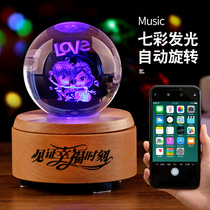 Elk crystal ball rotating music box Music box Creative birthday gift for girls to send girls practical Valentines Day