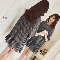 Pregnant women autumn suit fashion loose pleated suspender skirt long top two-piece pregnant women summer dress