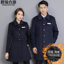 Woolen coat winter plus cotton professional wear property jewelry store 4s shop reception tooling sales department overcoat women
