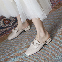 Baotou Half slippers women Summer outwear 2022 New middle heel coarse heels net red Mueller shoes sloth sandals