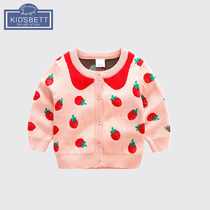 Childrens clothing infant spring and autumn coat female baby knitted jacket foreign wool girl year old sweater cardigan