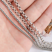 Baishi Yincheng long silver necklace mens lengthened 925 silver necklace womens sweater chain retro length 70-76 cm