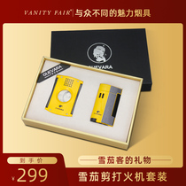 Cigar scissors lighter set windproof cigarette lighter sharp scissors premium cigar tool set