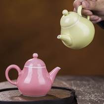 Jingdezhen Town high temperature glazed pear pot pink single pot mini pot kung fu tea gift household