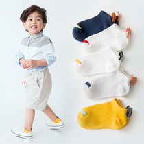 Ruohe childrens socks cotton boy cotton boat socks in the big boy students socks summer thin breathable